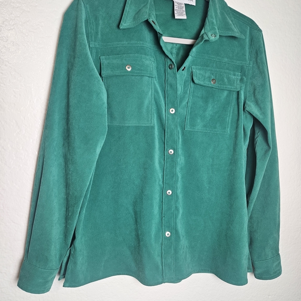 Sag Harbor Green Button-Up Blouse
